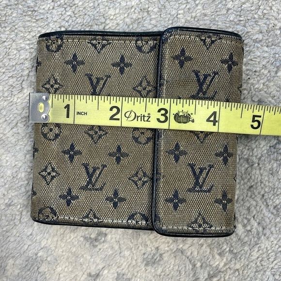 Louis Vuitton Mini Lin Monogram Denim Compact Wallet Navy Blue Gray Porte Billet - Picture 7 of 17